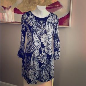 Shift Dress/Tunic, Paisley w/ leather laced detail